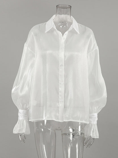 Shirt with Long Sleeves in White – photo 7