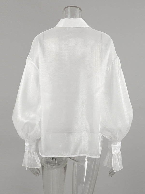 Shirt with Long Sleeves in White – photo 8