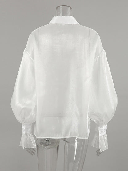 Shirt with Long Sleeves in White – photo 8