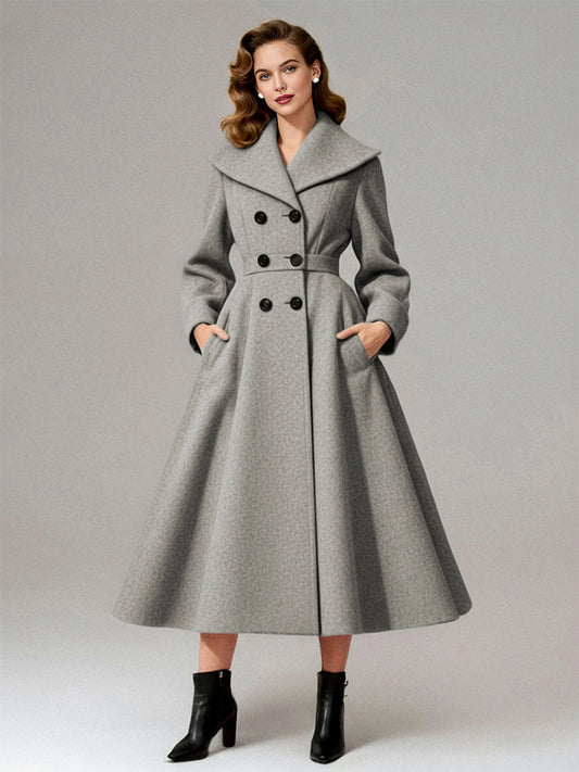 Double-Breasted Coat with Long Sleeves in Grey – photo 1