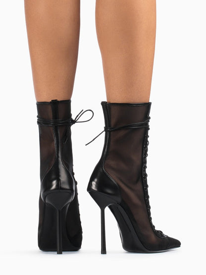 Pointed-Toe Ankle Boots with Mesh Panels in Leopard Print – photo 11
