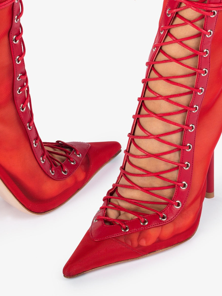 Pointed-Toe Ankle Boots with Mesh Panels in Leopard Print – photo 17