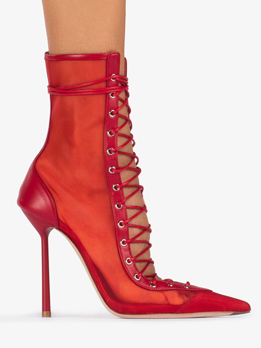 Pointed-Toe Ankle Boots with Mesh Panels in Leopard Print – photo 14
