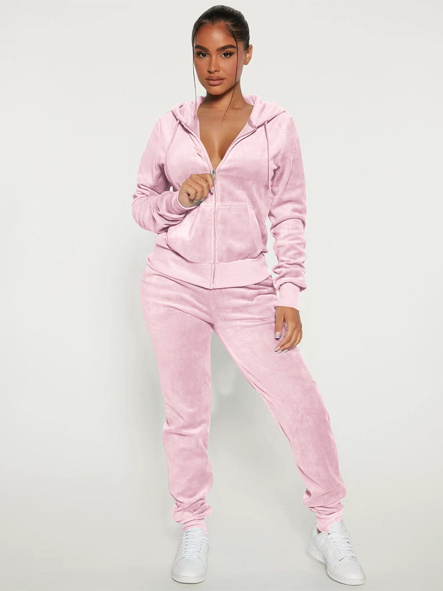 Zip-Up Two-Piece Set with Hood in Grey – photo 12