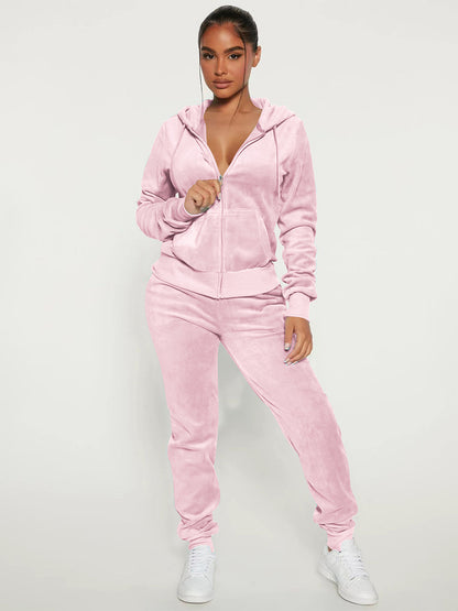 Zip-Up Two-Piece Set with Hood in Grey – photo 12
