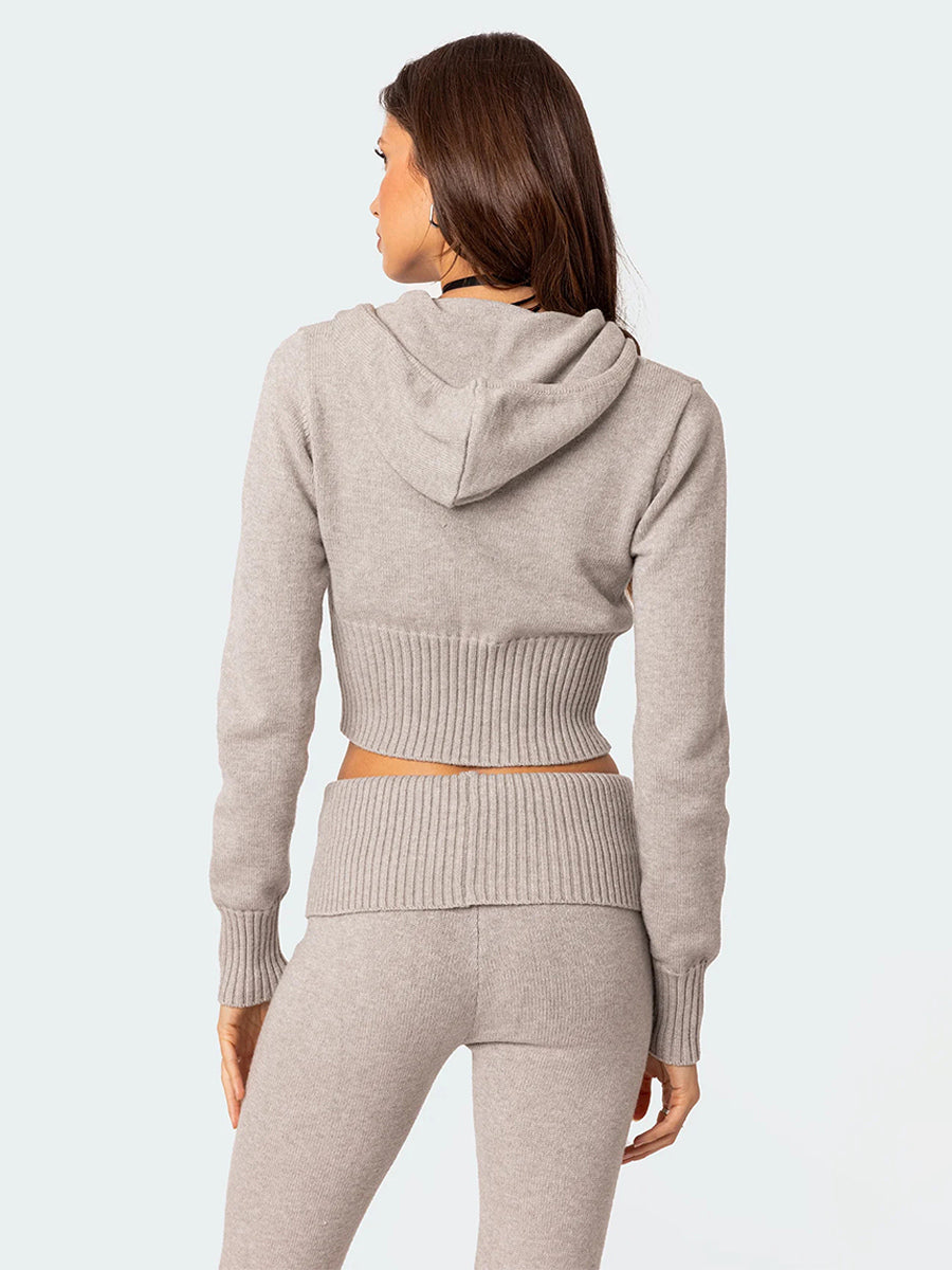 Zip-Up Two-Piece Set with Hood in Pink – photo 5