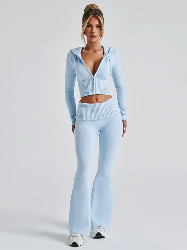 Zip-Up Two-Piece Set with Hood in Pink – photo 14