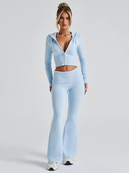 Zip-Up Two-Piece Set with Hood in Pink – photo 14