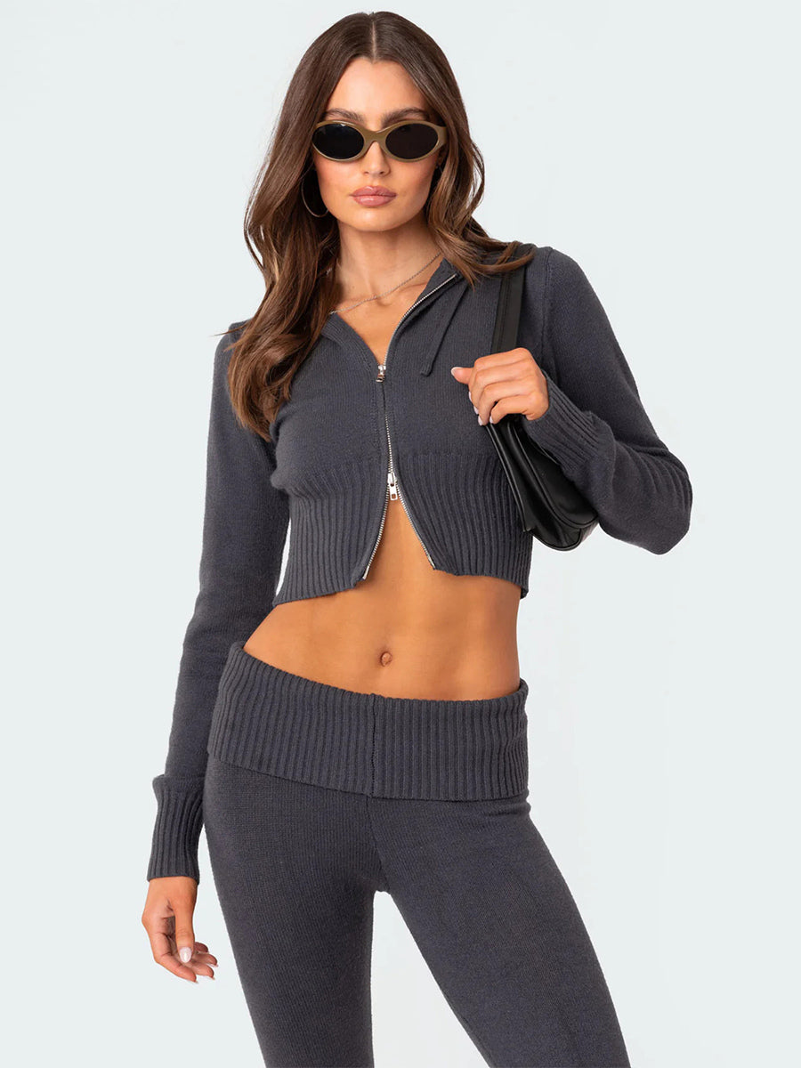 Zip-Up Two-Piece Set with Hood in Pink – photo 7