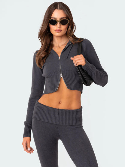 Zip-Up Two-Piece Set with Hood in Pink – photo 7