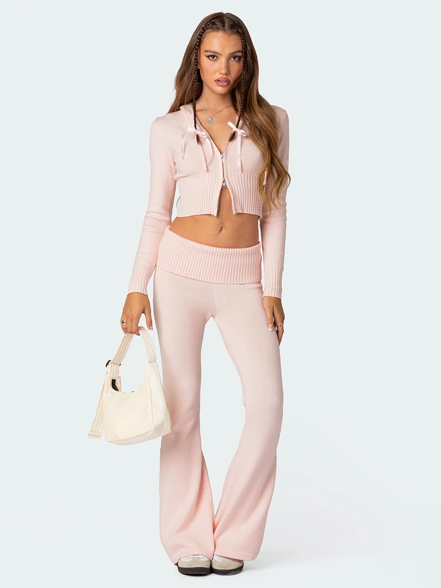 Zip-Up Two-Piece Set with Hood in Pink – photo 12