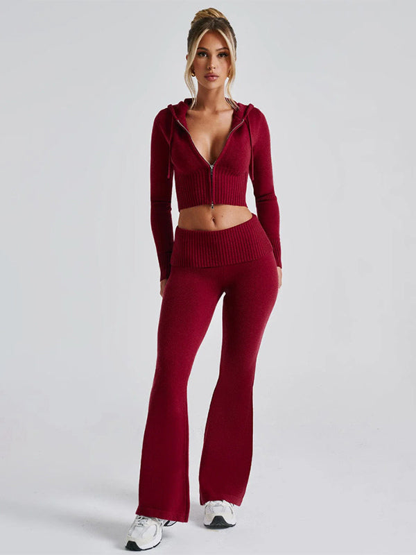 Zip-Up Two-Piece Set with Hood in Pink – photo 15