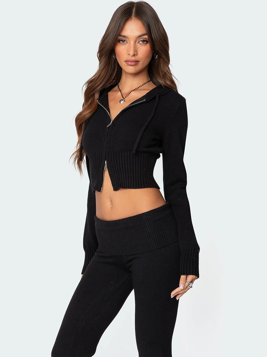 Zip-Up Two-Piece Set with Hood in Pink – photo 9