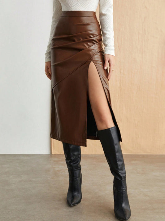 Skirt with Pleats in Brown – photo 1