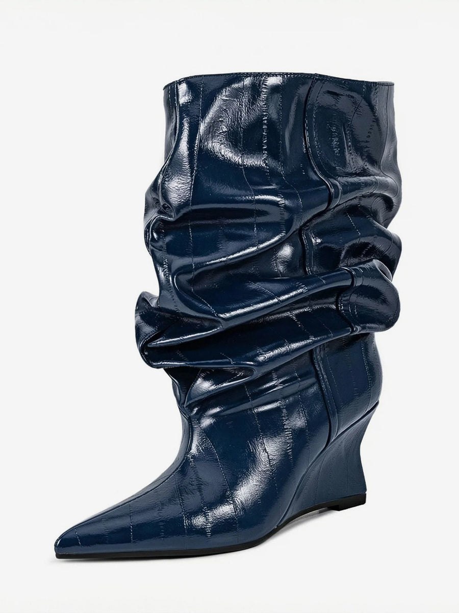 Pointed-Toe Wedge Ankle Boots in Black – photo 17
