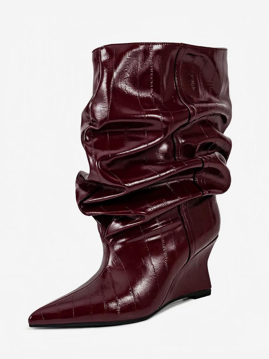 Pointed-Toe Wedge Ankle Boots in Black – photo 13