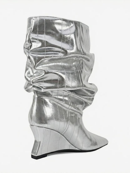 Pointed-Toe Wedge Ankle Boots in Black – photo 8