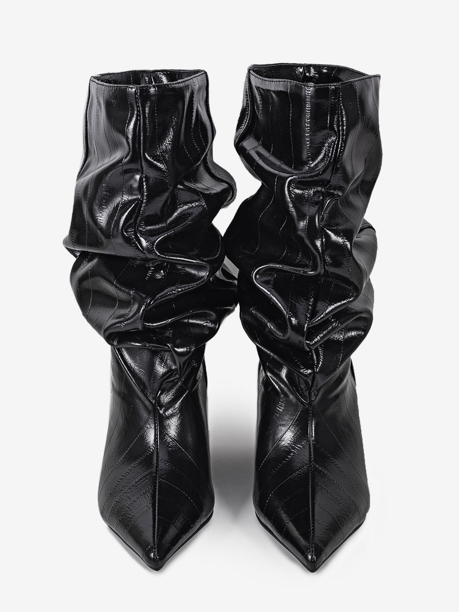 Pointed-Toe Wedge Ankle Boots in Black – photo 2