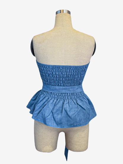 Sleeveless Top with Ruffles in Blue – photo 8