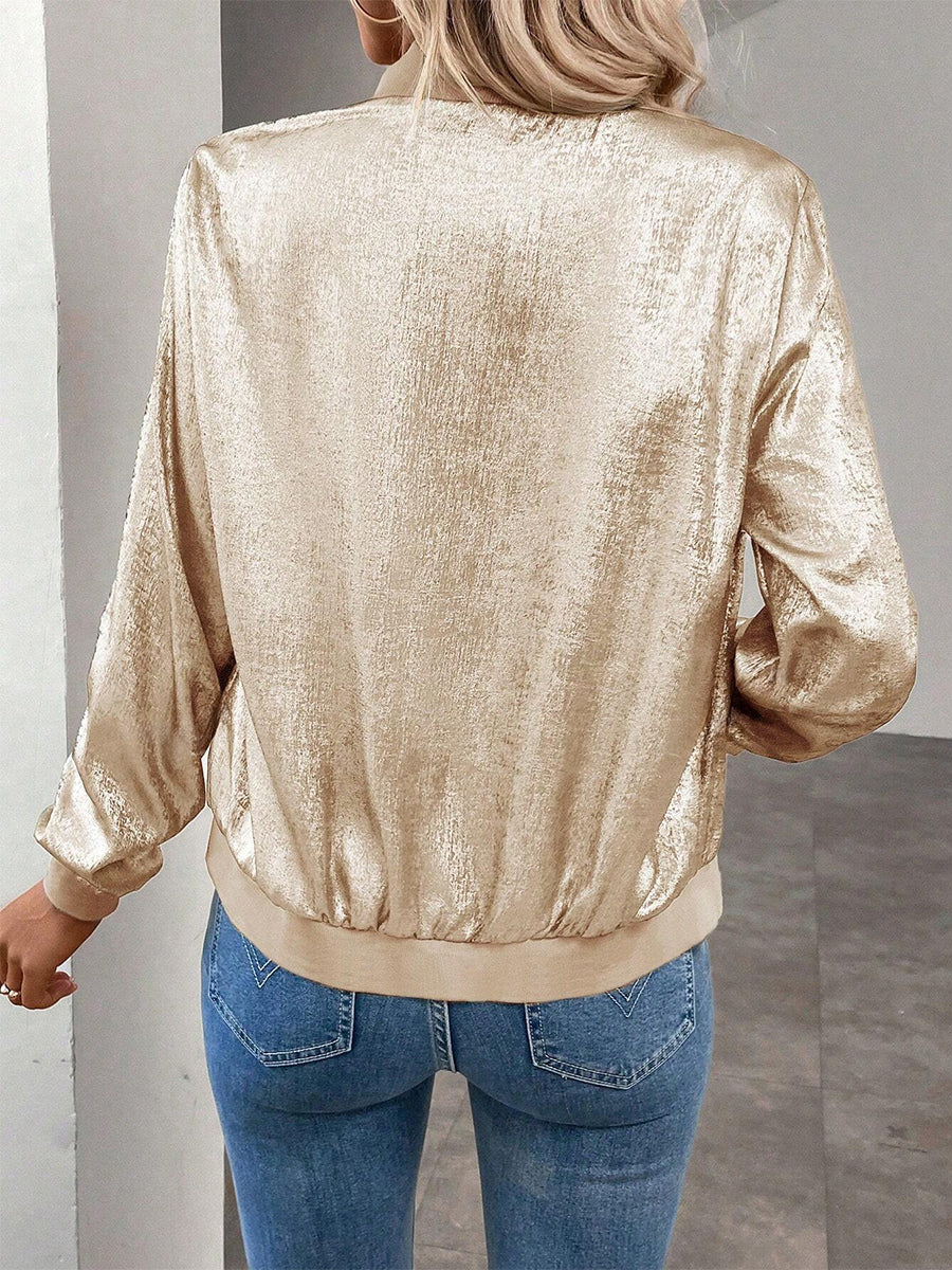 Zip-Up Jacket with Long Sleeves in Gold – photo 5