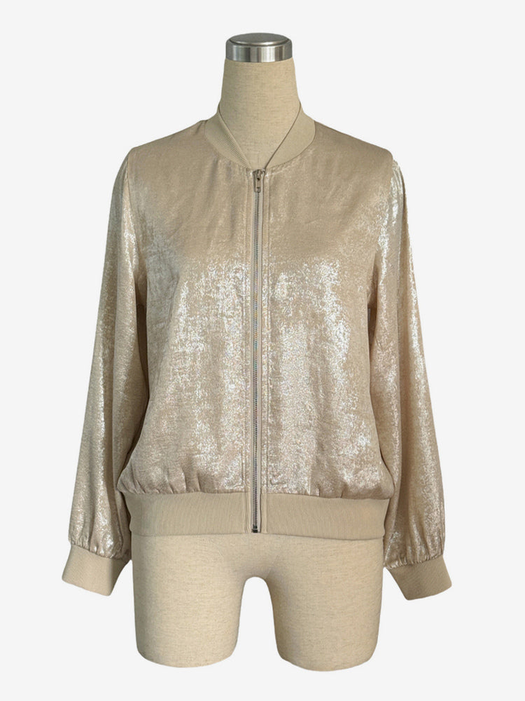 Zip-Up Jacket with Long Sleeves in Gold – photo 6