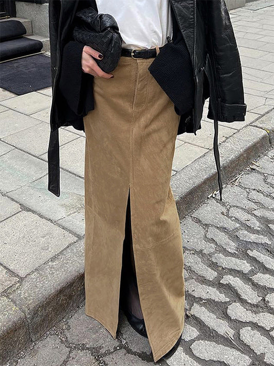 High-Waisted Skirt in Brown – photo 2