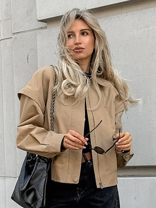 Zip-Up Jacket in Khaki – photo 2