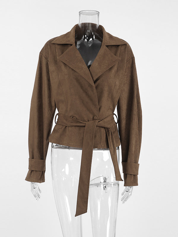 Cropped Blazer with Lapels in Brown – photo 10