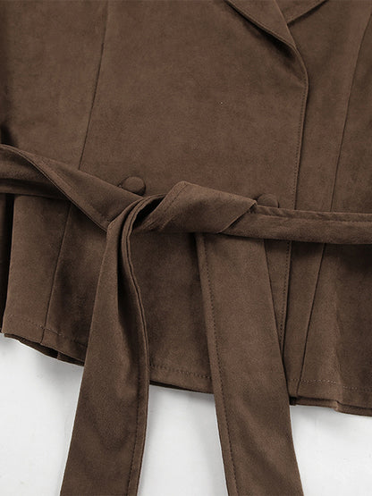 Cropped Blazer with Lapels in Brown – photo 13