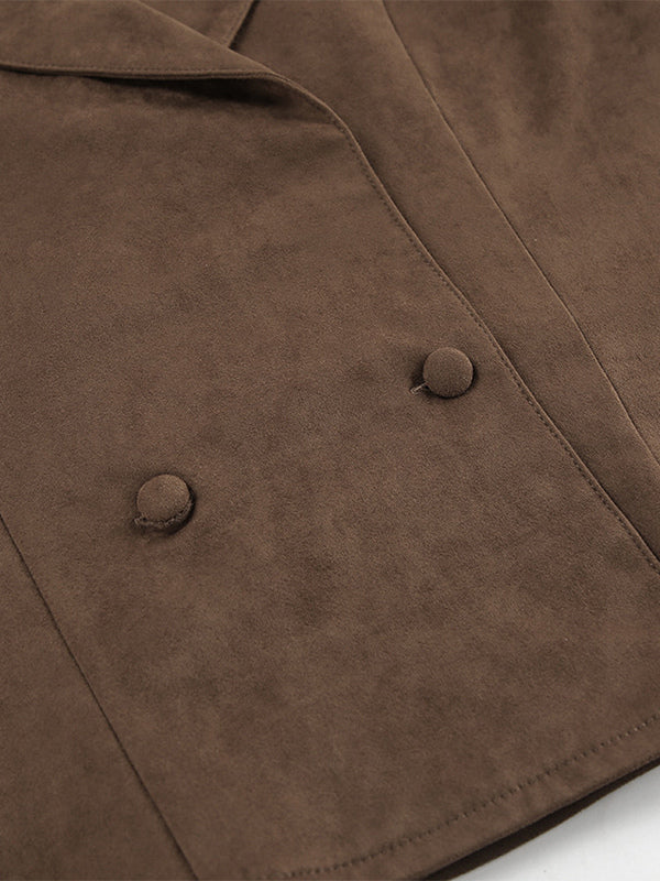 Cropped Blazer with Lapels in Brown – photo 15