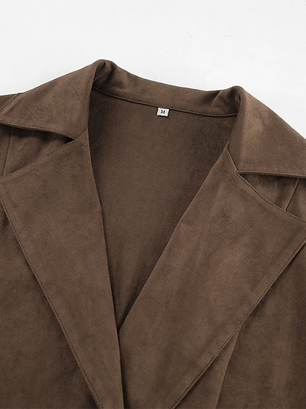 Cropped Blazer with Lapels in Brown – photo 16
