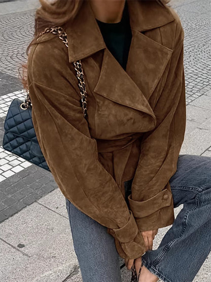 Cropped Blazer with Lapels in Brown – photo 5
