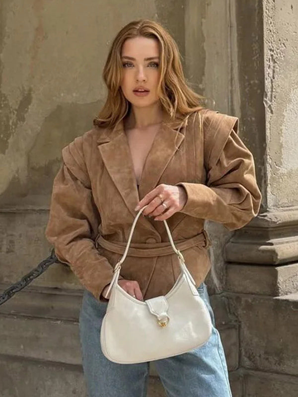 Wrap Blazer with Long Sleeves in Khaki – photo 3