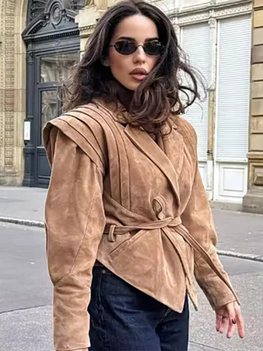 Wrap Blazer with Long Sleeves in Khaki – photo 2