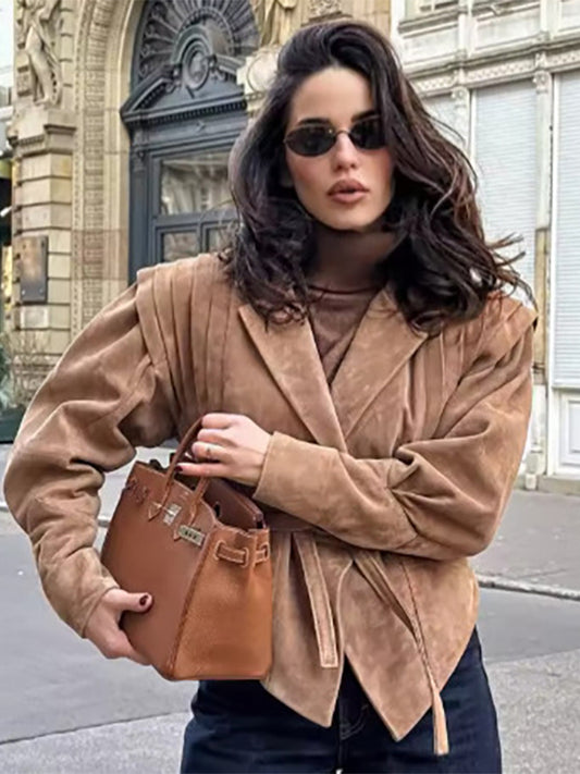 Wrap Blazer with Long Sleeves in Khaki – photo 1