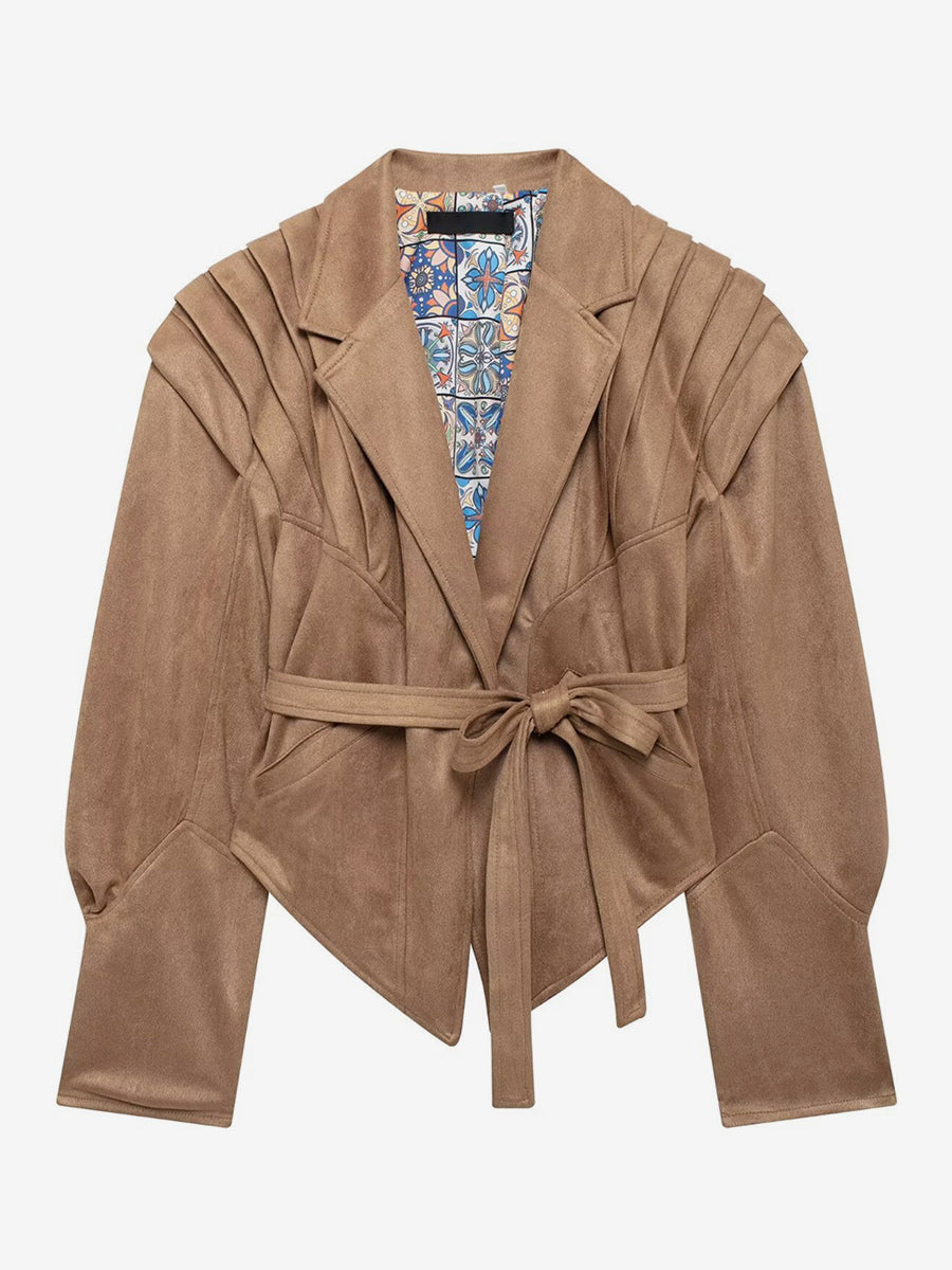Wrap Blazer with Long Sleeves in Khaki – photo 13