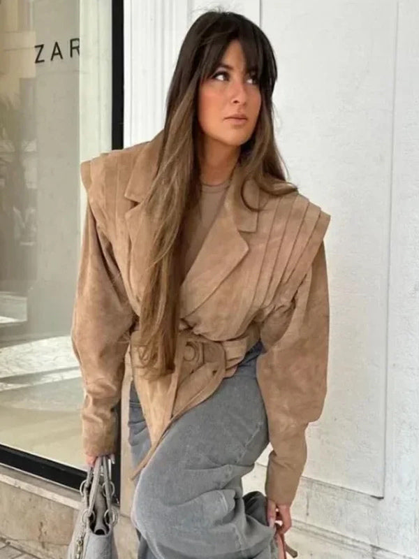 Wrap Blazer with Long Sleeves in Khaki – photo 6