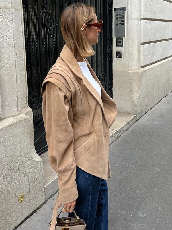 Wrap Blazer with Long Sleeves in Khaki – photo 8