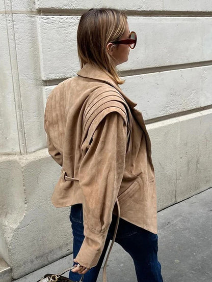 Wrap Blazer with Long Sleeves in Khaki – photo 9