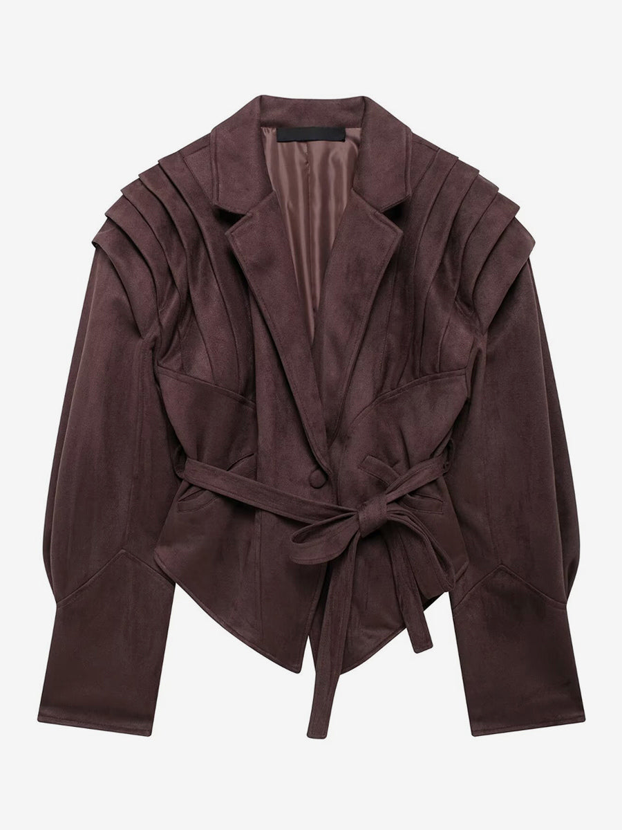 Wrap Blazer with Long Sleeves in Khaki – photo 17