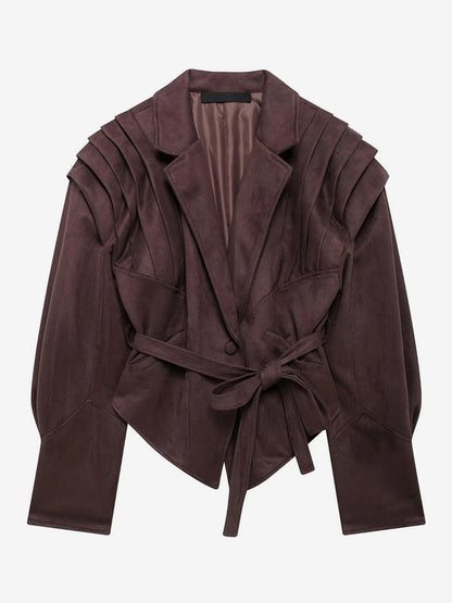 Wrap Blazer with Long Sleeves in Khaki – photo 17