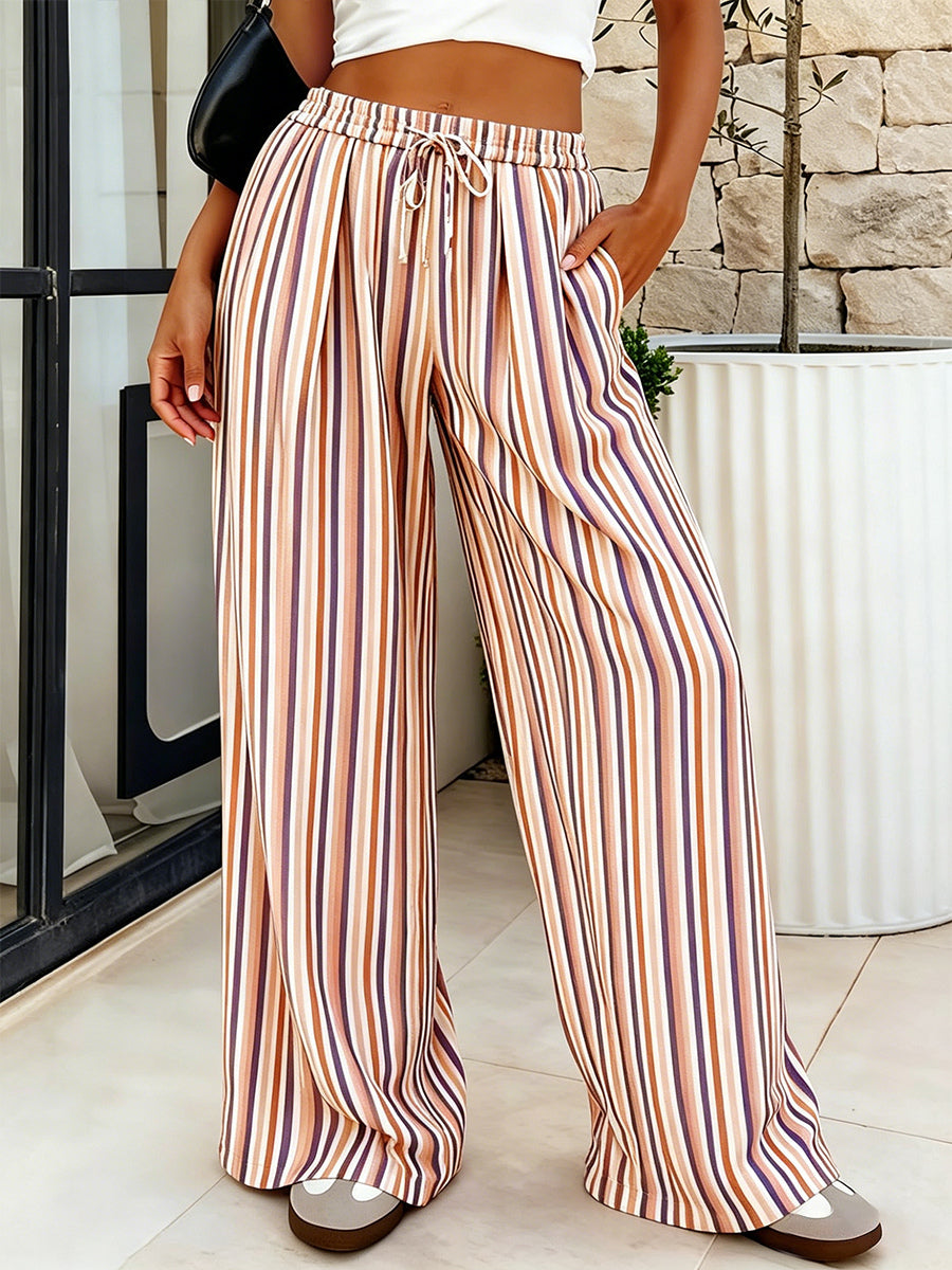 High-Waisted Trousers with Drawstring in Tan – photo 11