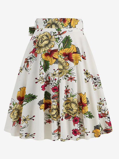 High-Waisted Skirt with Belt in White – photo 3