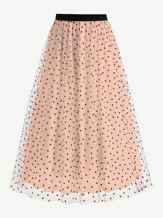 High-Waisted Skirt with Mesh Panels in Pink – photo 1