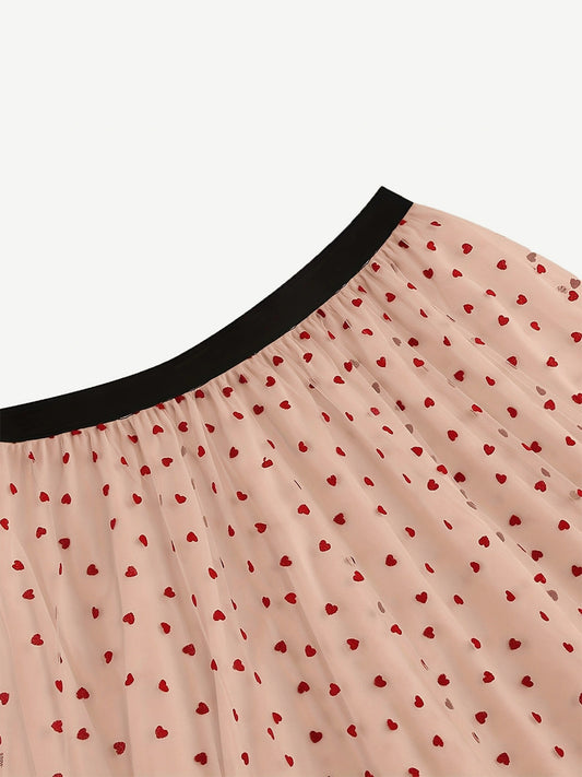 High-Waisted Skirt with Mesh Panels in Pink – photo 2