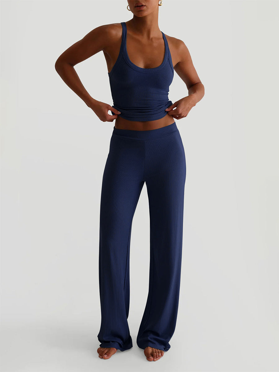 Sleeveless Wide-Leg Two-Piece Set in Navy – photo 2