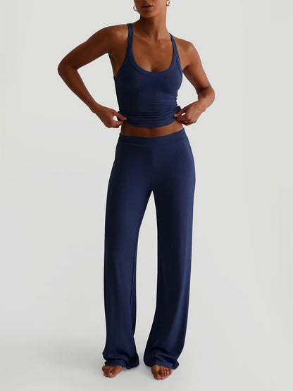 Sleeveless Wide-Leg Two-Piece Set in Navy – photo 2