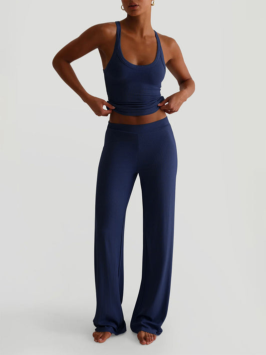 Sleeveless Wide-Leg Two-Piece Set in Navy – photo 2