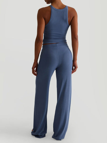 Sleeveless Wide-Leg Two-Piece Set in Navy – photo 8
