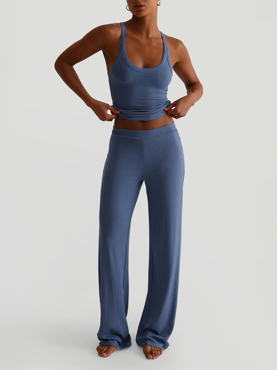 Sleeveless Wide-Leg Two-Piece Set in Navy – photo 7